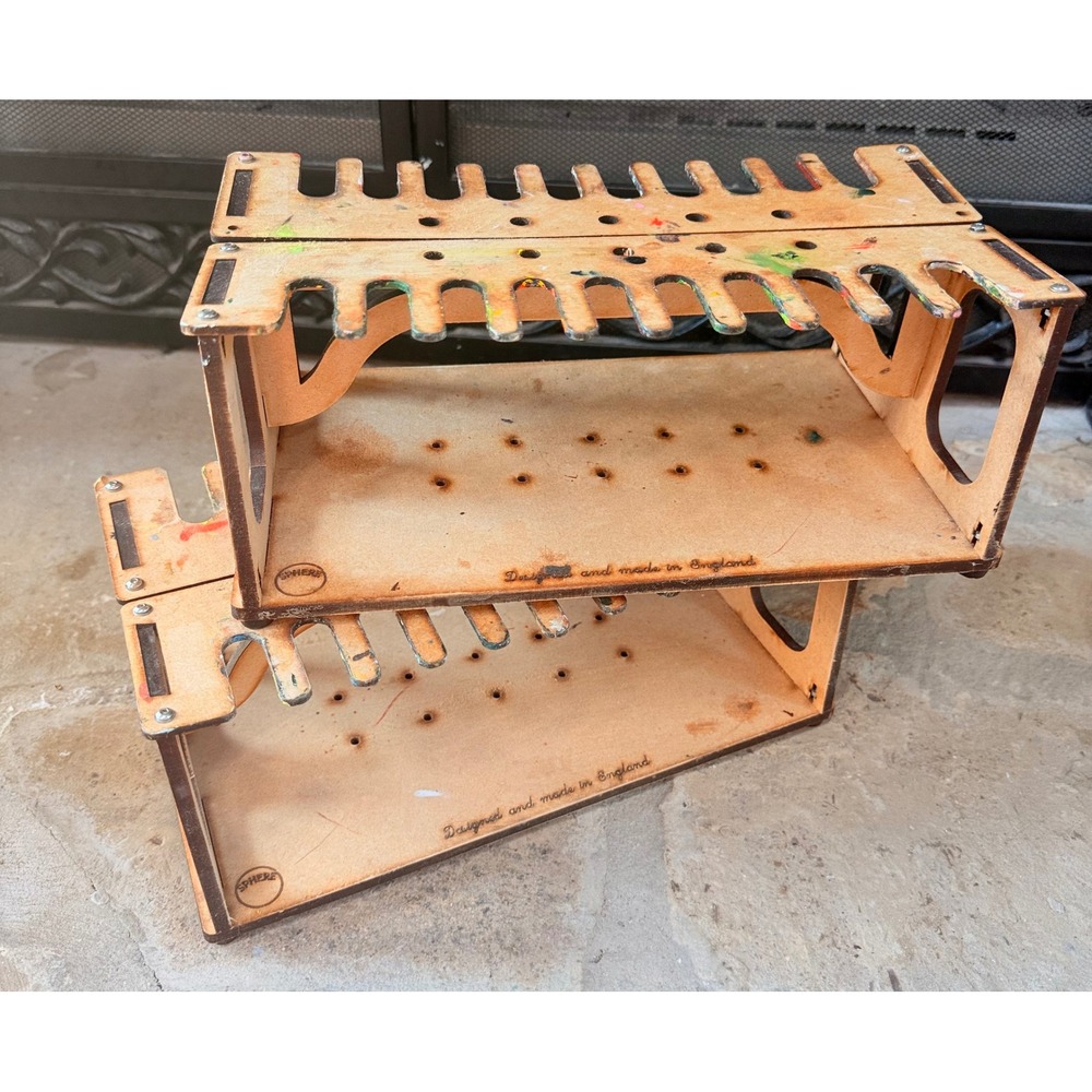 Set of 2 Handmade Artist Paint Tube Brush Storage Racks Made England‎